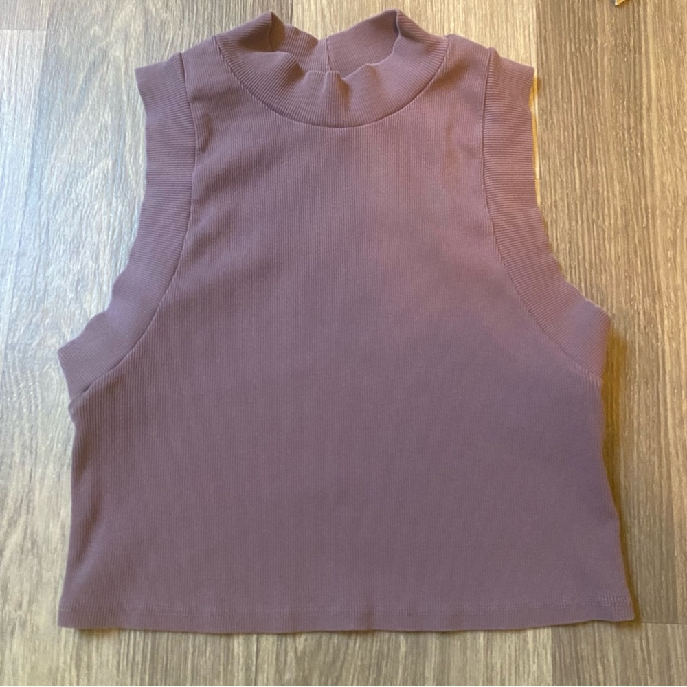 NSF High Neck Cropped Tank Ribbed Medium